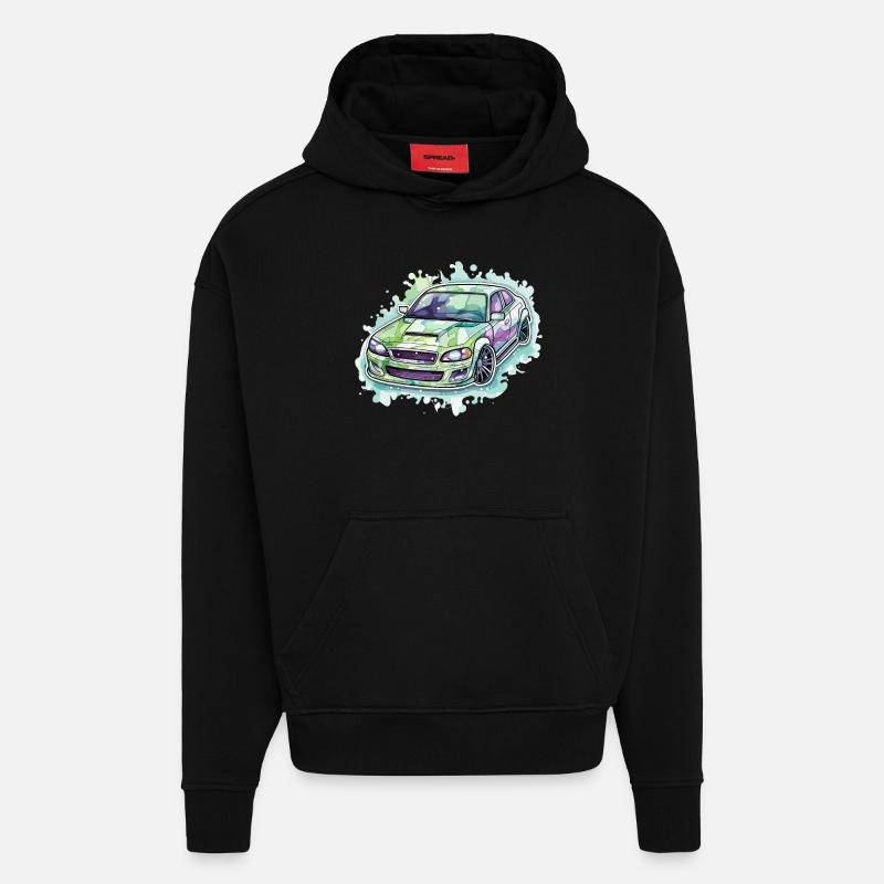 Auto - Illustration - Hoodie- made by SPREAD  - SOLID BLACK