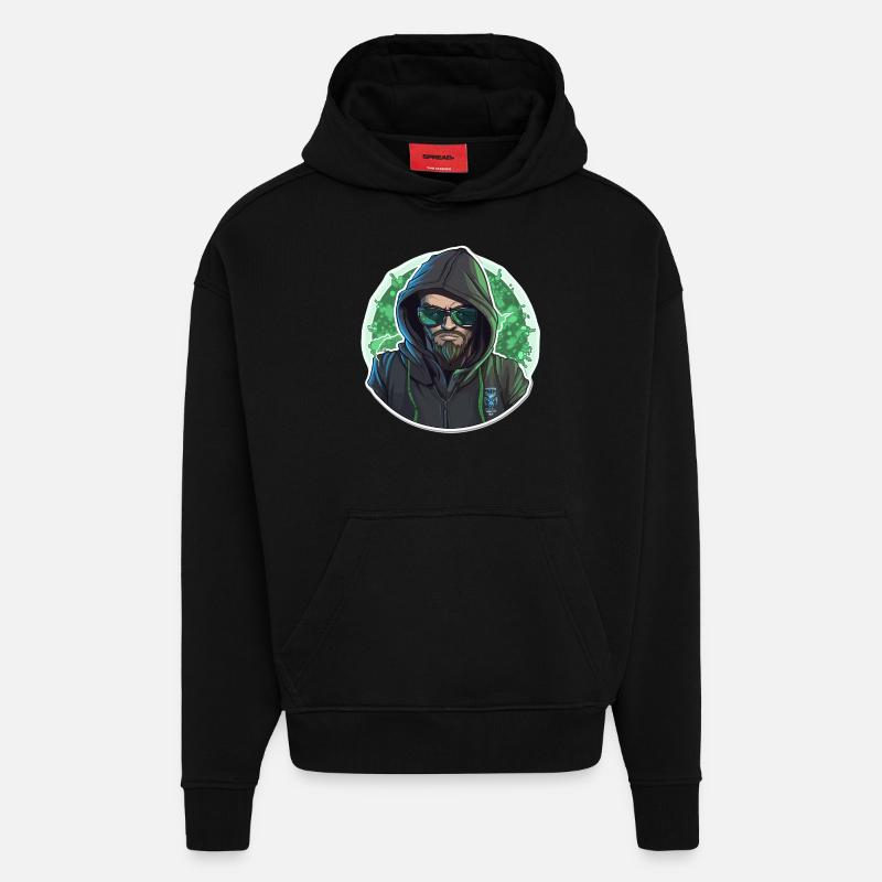 Hacker éthique - Illustration - Sweat à capuche bio épais oversize fabriqué en UE - SOLID BLACK