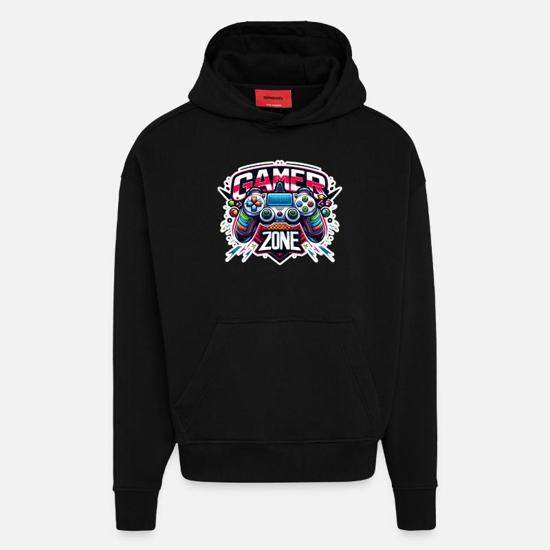 Gamer Zone - Controller Illustration - Hoodie- made by SPREAD  - SOLID BLACK