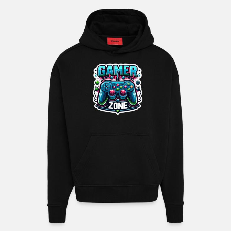 Gamer Zone - Controller Illustration - Hoodie- made by SPREAD  - SOLID BLACK