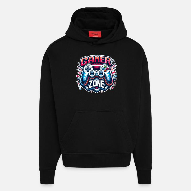 Gamer Zone - Controller Illustration - Hoodie- made by SPREAD  - SOLID BLACK
