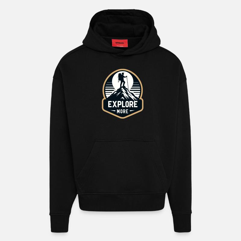 Explore more - Wanderer - Hoodie- made by SPREAD  - SOLID BLACK