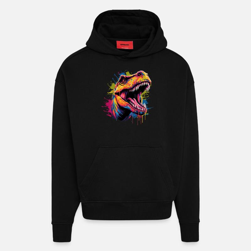 T-Rex Dinosaurier - Hoodie- made by SPREAD  - SOLID BLACK