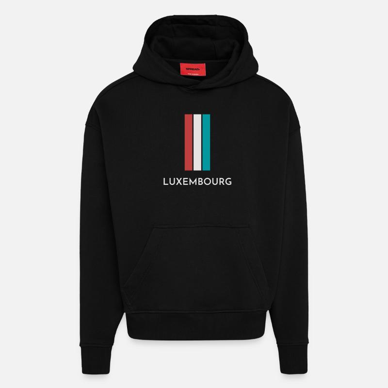 Drapeau du Luxembourg, fierté luxembourgeoise - Sweat à capuche bio épais oversize fabriqué en UE - SOLID BLACK