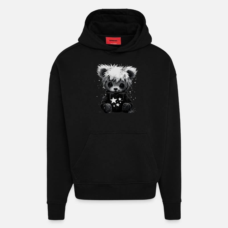 Niedlicher Emo Teddybär - Hoodie- made by SPREAD  - SOLID BLACK