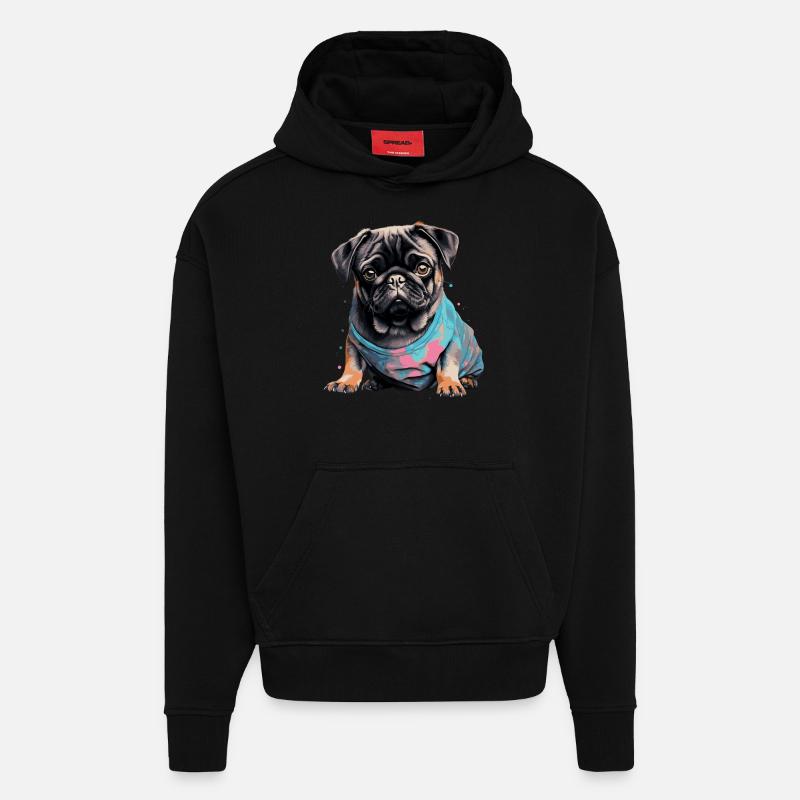 Carlin mignon - Sweat à capuche bio épais oversize fabriqué en UE - SOLID BLACK