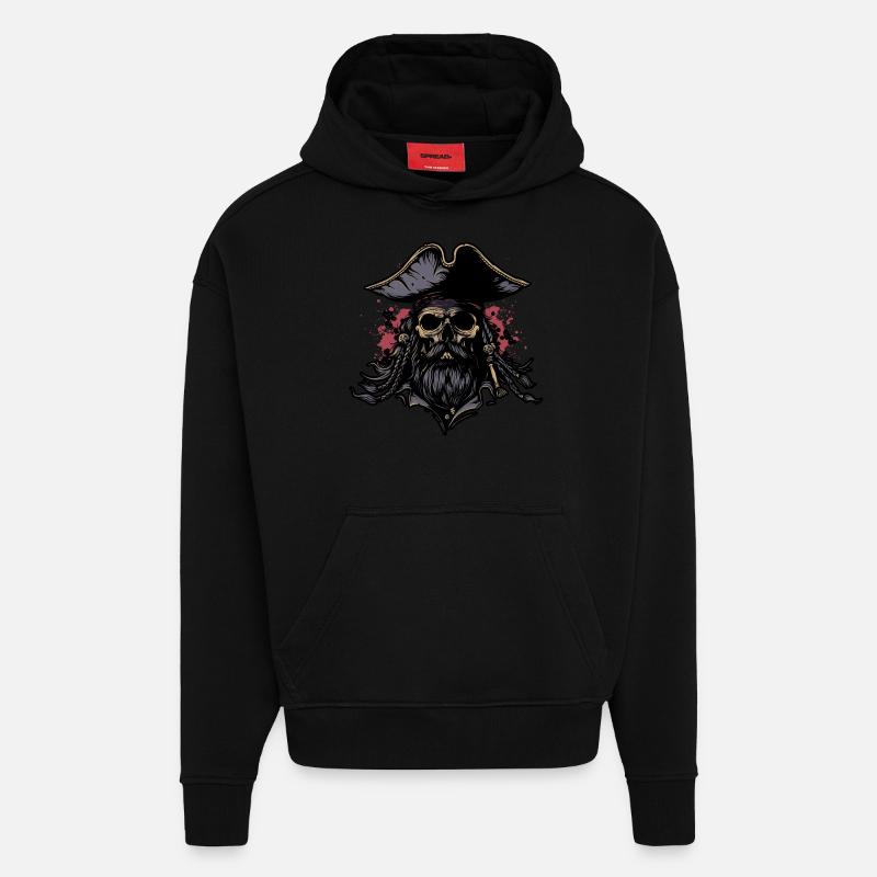 Piratenschädel - Hoodie- made by SPREAD  - SOLID BLACK