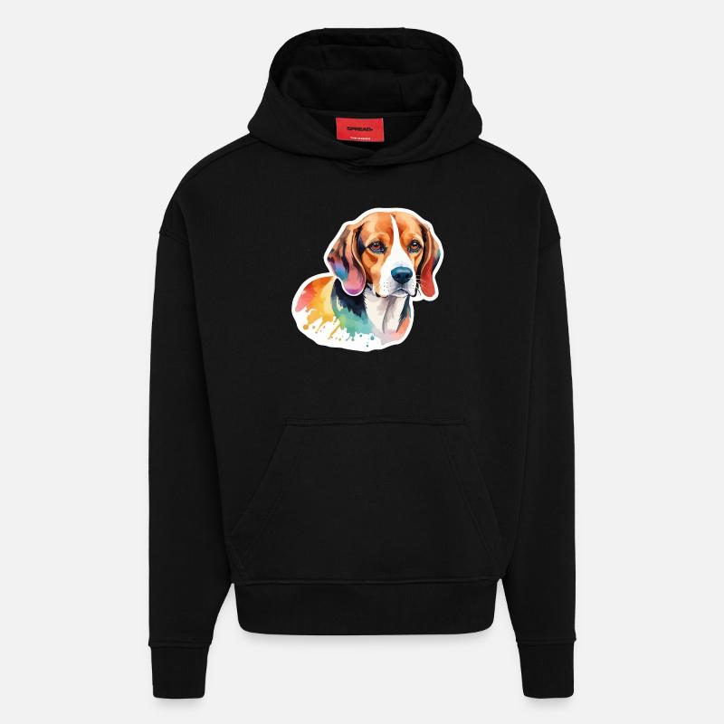 Beagle Wasserfarben - Hoodie- made by SPREAD  - SOLID BLACK