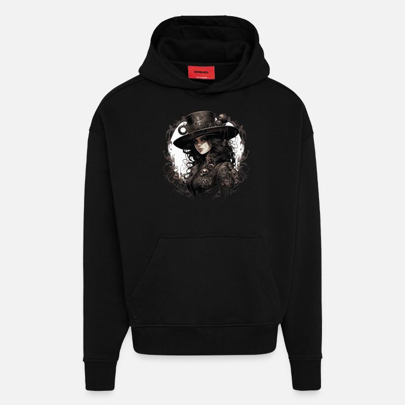 Emo Cowboy Steampunk Mädchen - Hoodie- made by SPREAD - SOLID BLACK