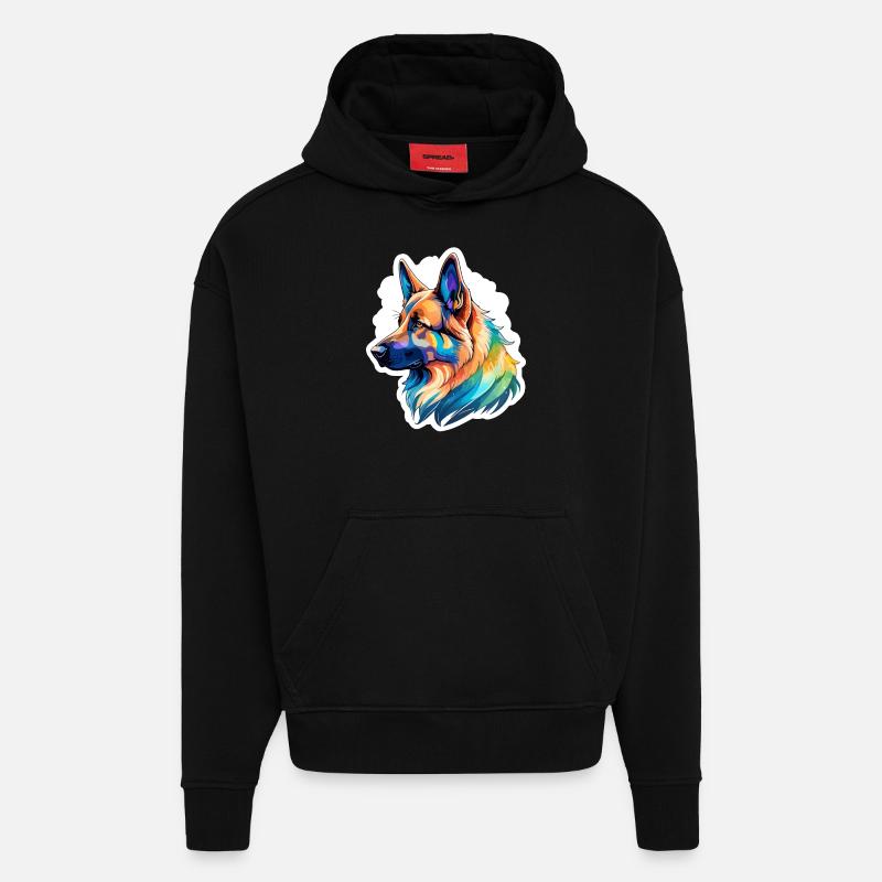 Deutscher Schäferhund Wasserfarben - Hoodie- made by SPREAD  - SOLID BLACK