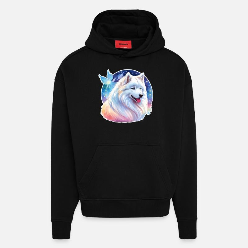 Samojede Wasserfarben - Hoodie- made by SPREAD  - SOLID BLACK
