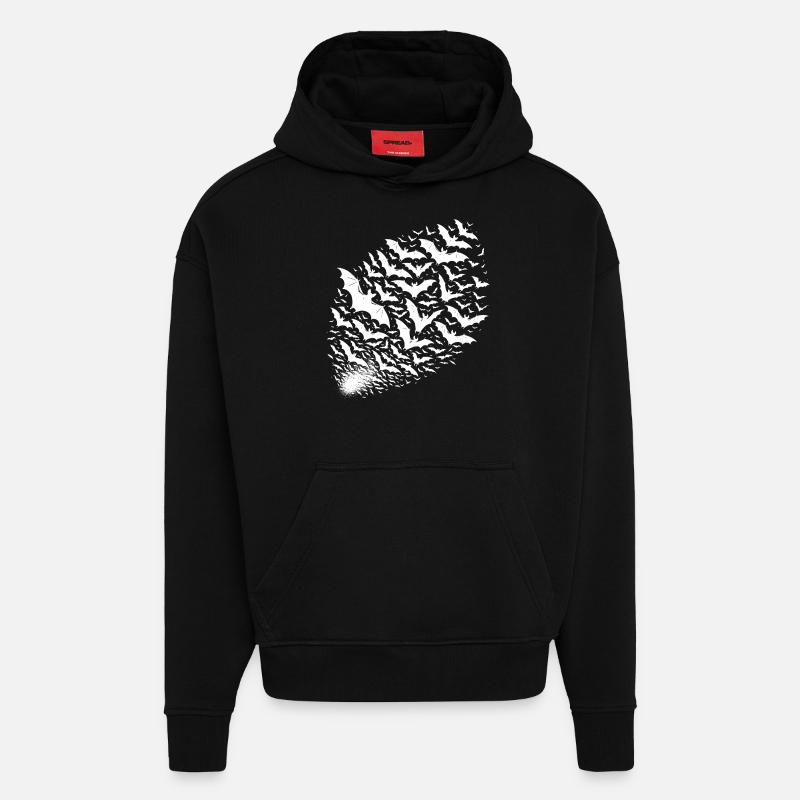 Essaim géant de chauves-souris - Sweat à capuche bio épais oversize fabriqué en UE - SOLID BLACK