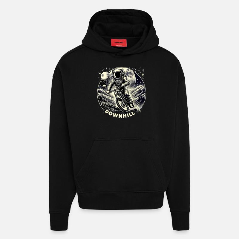 Conception de descente d’astronaute - Sweat à capuche bio épais oversize fabriqué en UE - SOLID BLACK