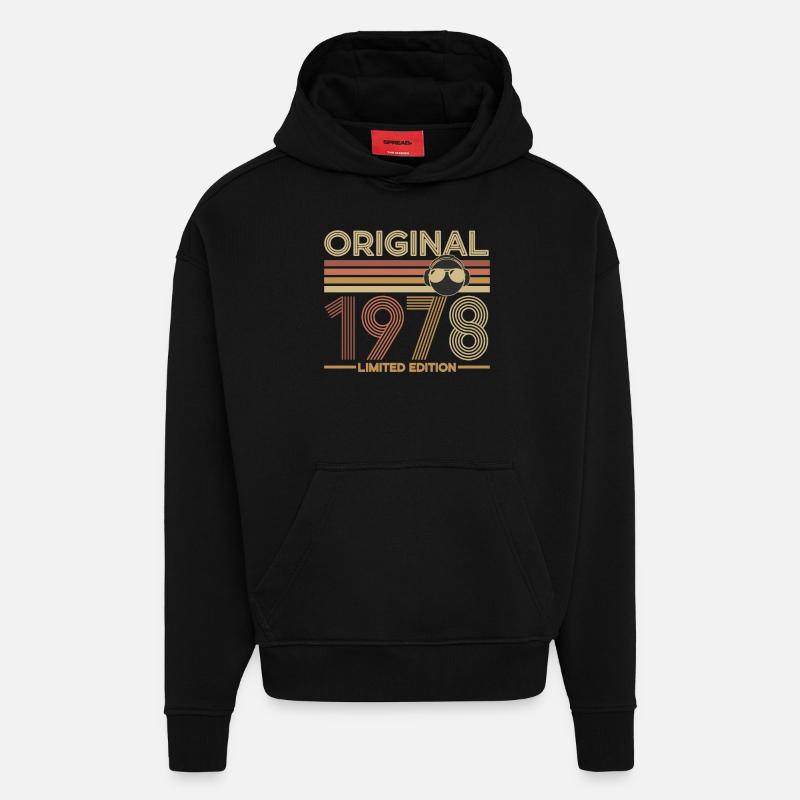 1978 - Sweat à capuche bio épais oversize fabriqué en UE - SOLID BLACK