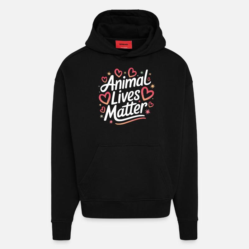 Végétarien Végétalien Végétarien Végétarien - Sweat à capuche bio épais oversize fabriqué en UE - SOLID BLACK