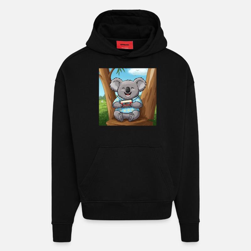 Le Koala Musical - Sweat à capuche bio épais oversize fabriqué en UE - SOLID BLACK