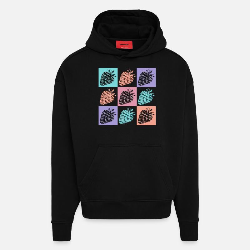 Erdbeeren Bunte Sommerfarben - Hoodie- made by SPREAD  - SOLID BLACK