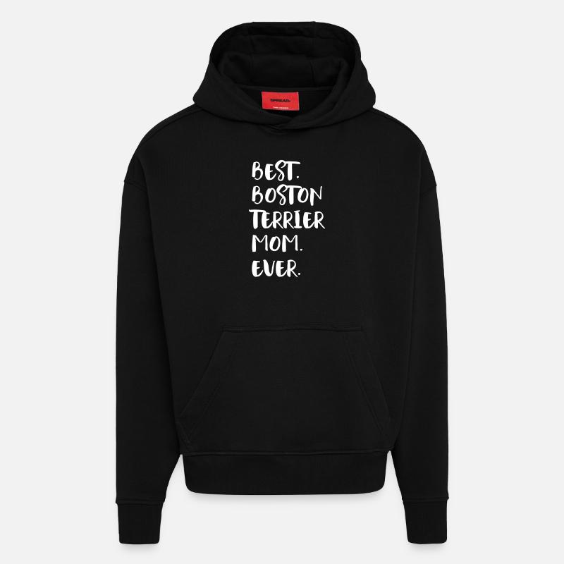 Boston Terrier - Sweat à capuche bio épais oversize fabriqué en UE - SOLID BLACK