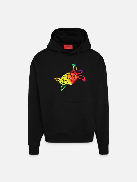 Bunte Schildkröte - Hoodie- made by SPREAD  - SOLID BLACK