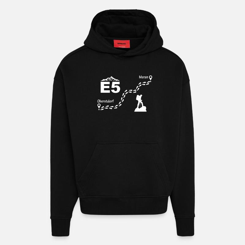 E5 Alpenüberquerung - Hoodie- made by SPREAD  - SOLID BLACK