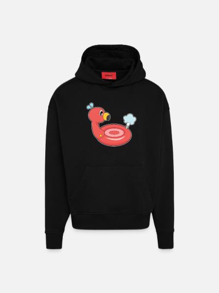 Flamingo Luftmatratze - Hoodie- made by SPREAD - SOLID BLACK