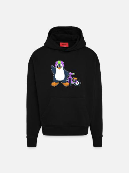 Vélo Pingouin - Sweat à capuche bio épais oversize fabriqué en UE - SOLID BLACK