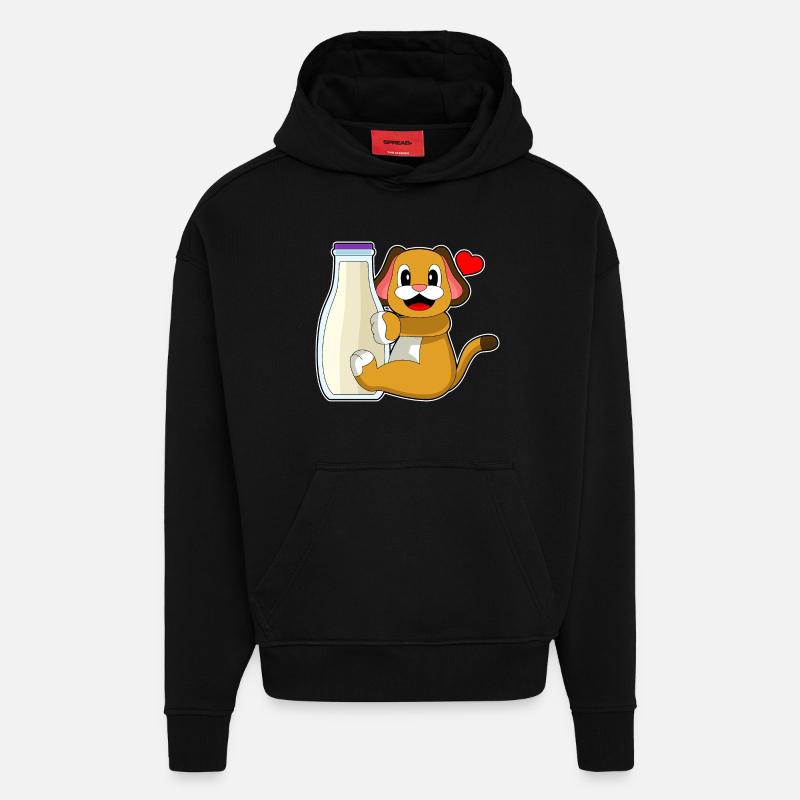 Lait pour chien - Sweat à capuche bio épais oversize fabriqué en UE - SOLID BLACK