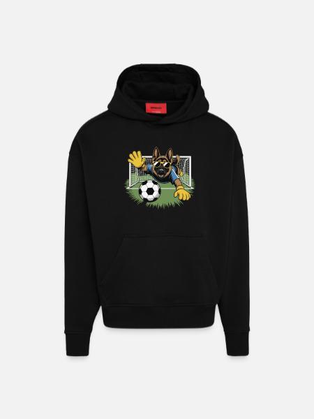 Goalkeeper dog with sunglasses - Hoodie- made by SPREAD - SOLID BLACK
