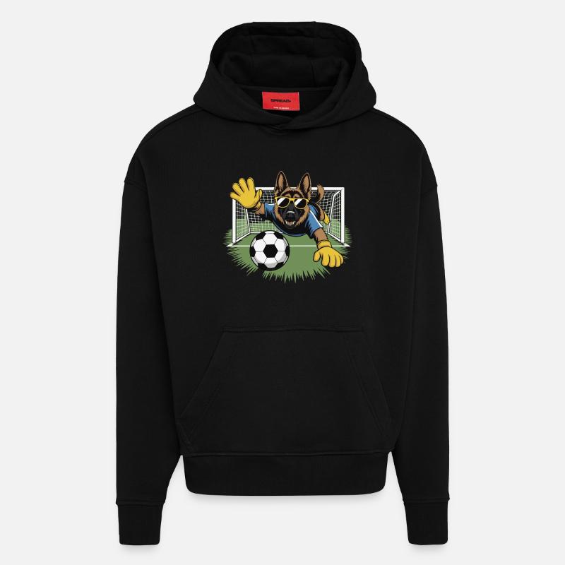 Chien gardien avec lunettes de soleil - Sweat à capuche bio épais oversize fabriqué en UE - SOLID BLACK