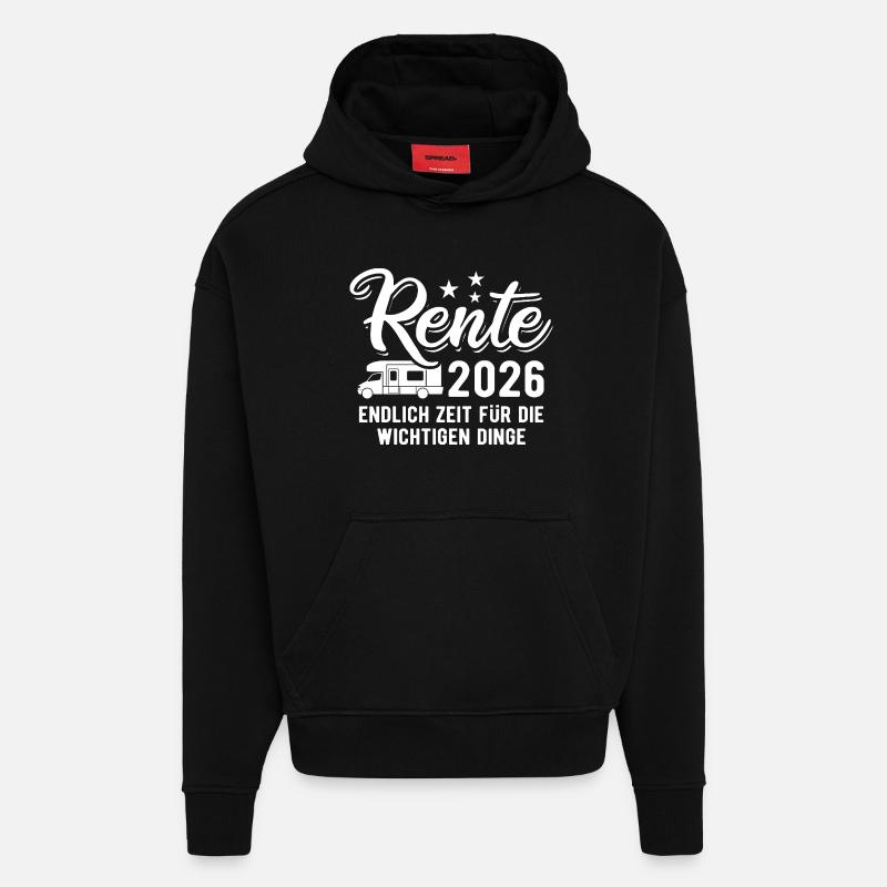 Rente 2026 - Endlich Zeit | Camper | Pension - Hoodie- made by SPREAD - SOLID BLACK