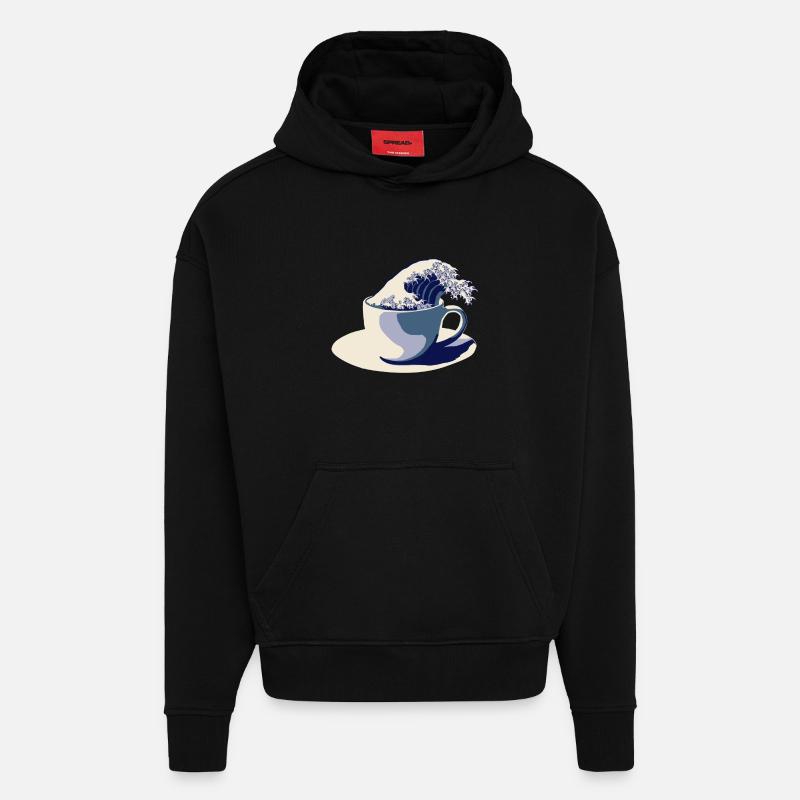 Onde de café - Sweat à capuche bio épais oversize fabriqué en UE - SOLID BLACK