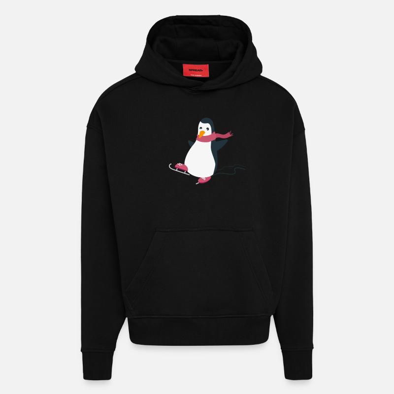 manchot - Sweat à capuche bio épais oversize fabriqué en UE - SOLID BLACK