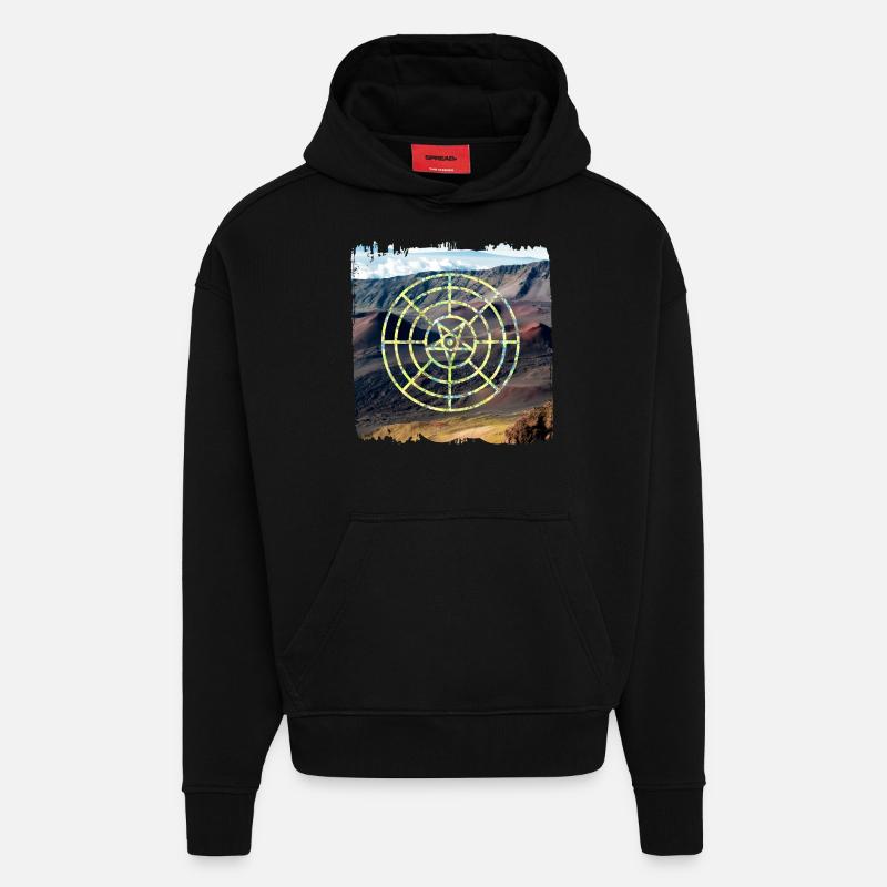 kanaloa e 219 hawaï - Sweat à capuche bio épais oversize fabriqué en UE - SOLID BLACK