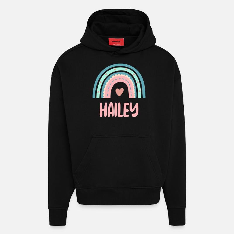 Hailey nomme Rainbow Baby - Sweat à capuche bio épais oversize fabriqué en UE - SOLID BLACK