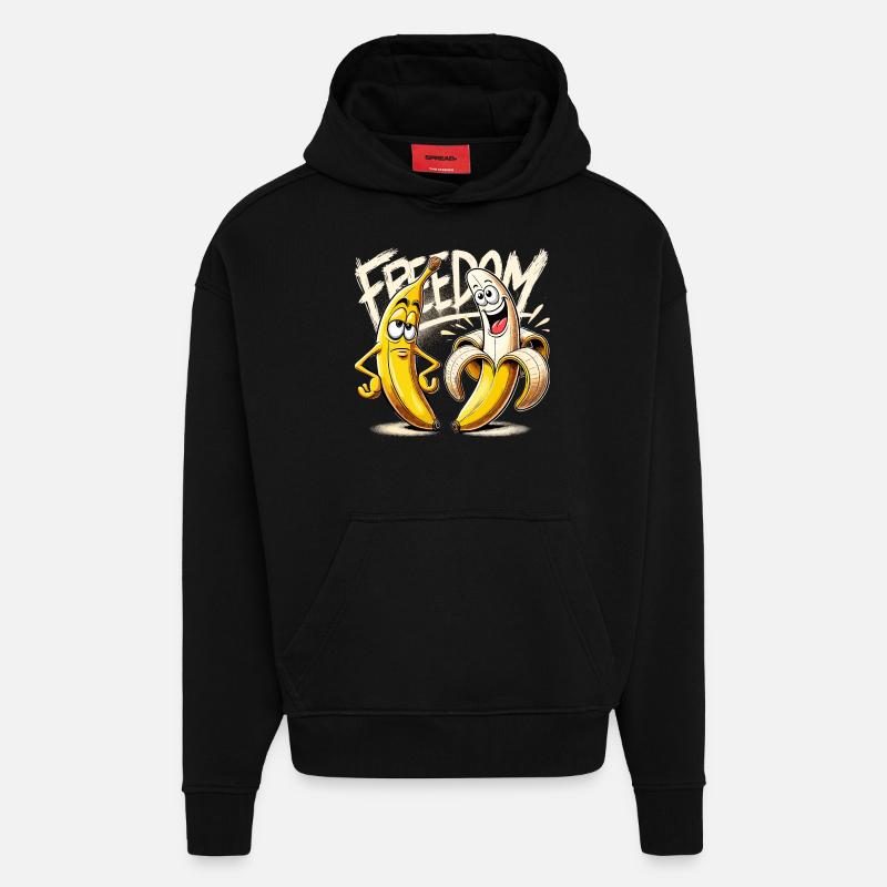 Cadeau banane liberté - Sweat à capuche bio épais oversize fabriqué en UE - SOLID BLACK