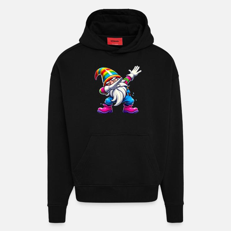 Dabbing Regenbogen Gnome Lustiges Geschenk - Hoodie- made by SPREAD - SOLID BLACK
