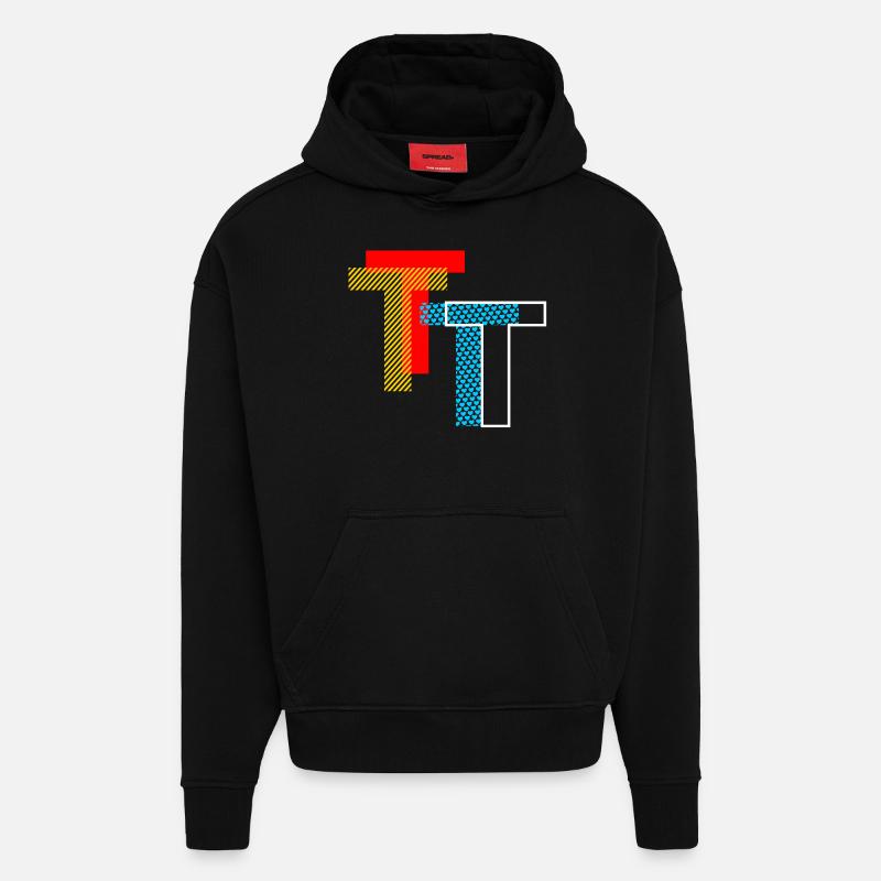 T Initial - Sweat à capuche bio épais oversize fabriqué en UE - SOLID BLACK