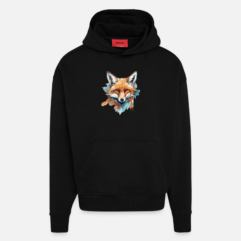Renard - Sweat à capuche bio épais oversize fabriqué en UE - SOLID BLACK