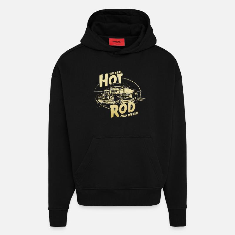 Garage Hot Rod V8 - Sweat à capuche bio épais oversize fabriqué en UE - SOLID BLACK