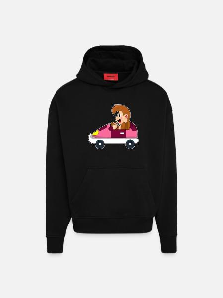 Monkey Car - Hoodie- made by SPREAD  - SOLID BLACK