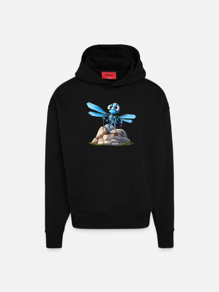 Dragonfly Mountaineer / Hiking Dragonflies - Hoodie- made by SPREAD - SOLID BLACK