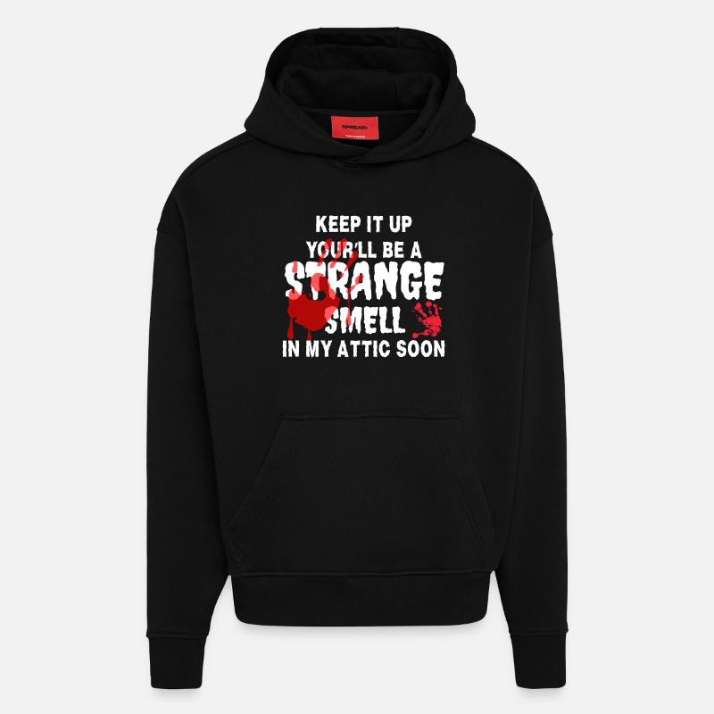 Attic Echoes Red Hand - Sweat à capuche bio épais oversize fabriqué en UE - SOLID BLACK