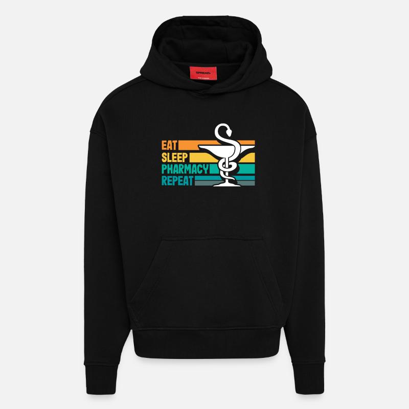 Pharmacien Technicien Pharmaceutique - Sweat à capuche bio épais oversize fabriqué en UE - SOLID BLACK