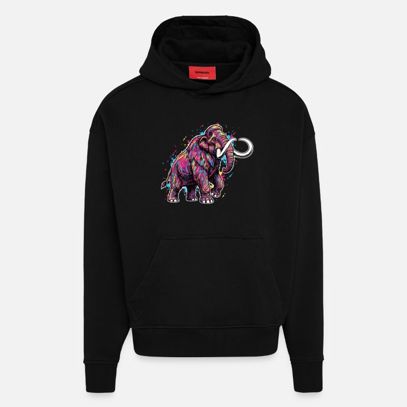Mammouth Force Musculation - Sweat à capuche bio épais oversize fabriqué en UE - SOLID BLACK