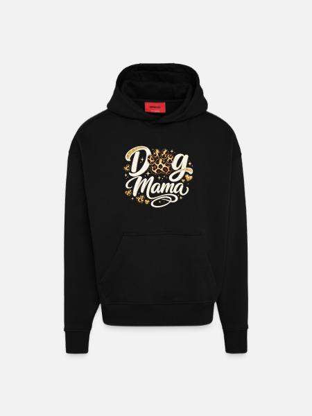 Dog Mama Golden Leopard Pattern Shirt - Hoodie- made by SPREAD - SOLID BLACK