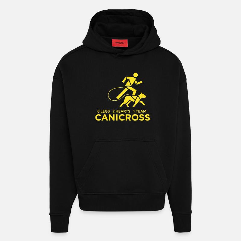 Canicross Running avec Chien - Sweat à capuche bio épais oversize fabriqué en UE - SOLID BLACK