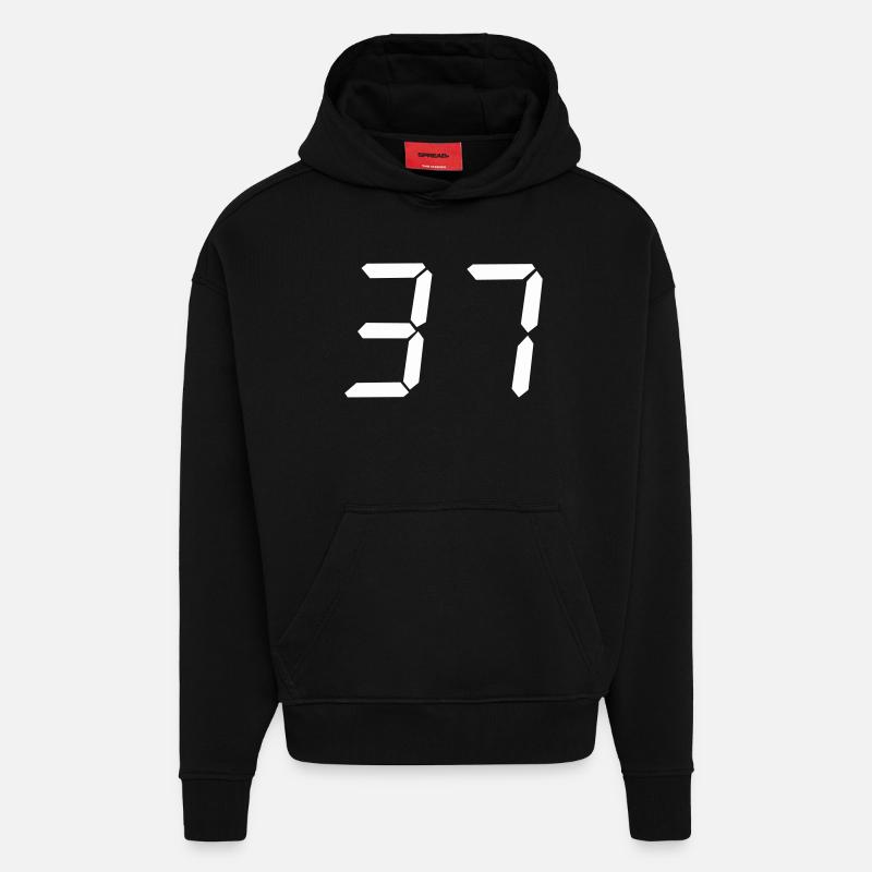 digitale_zahl_37- - Sweat à capuche bio épais oversize fabriqué en UE - SOLID BLACK