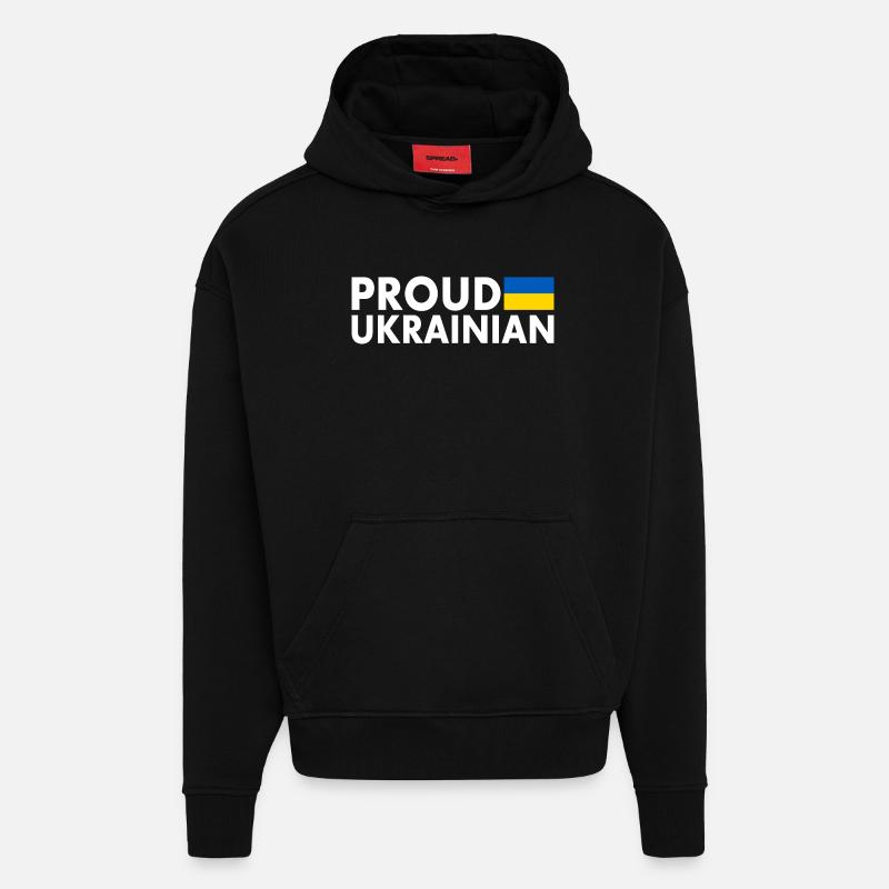 Proud ukrainian - Sweat à capuche bio épais oversize fabriqué en UE - SOLID BLACK