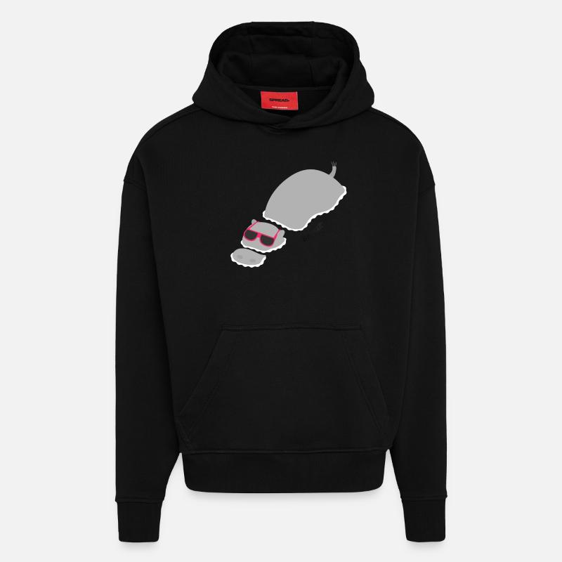 Hippo Chillin » - Sweat à capuche bio épais oversize fabriqué en UE - SOLID BLACK