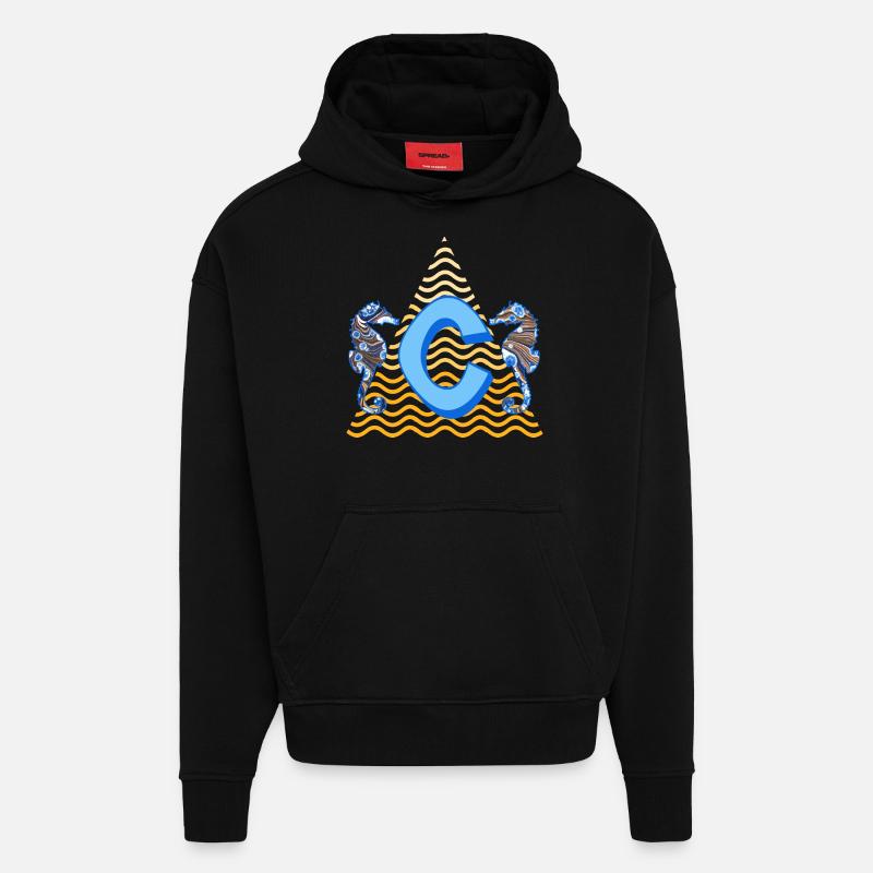 hippocampe e 262 c - Sweat à capuche bio épais oversize fabriqué en UE - SOLID BLACK